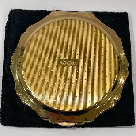 Vintage Stratton England Gold Enamel Face Powder Compact with Mirror - Picture 7 of 14